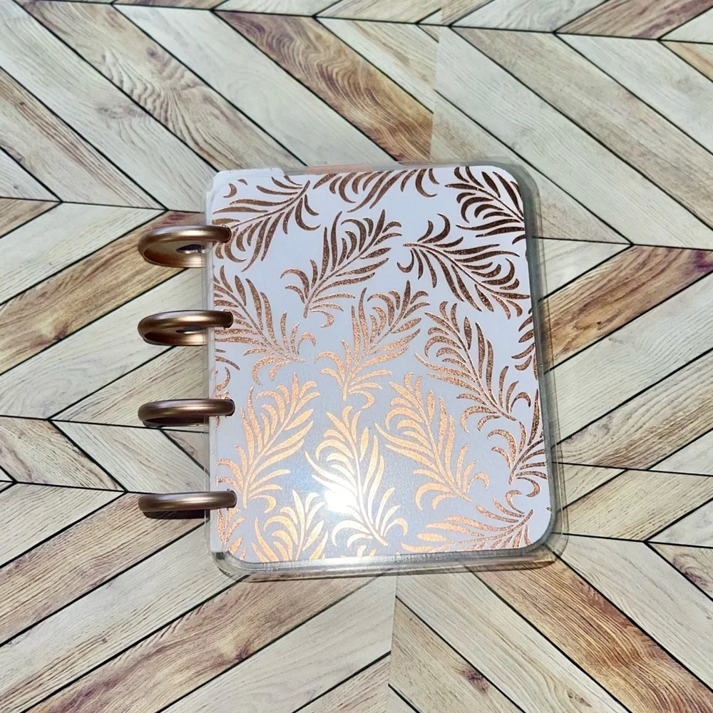 Happy planner micro size notes monthly and weekly layout Rose Golg Quartz leaves